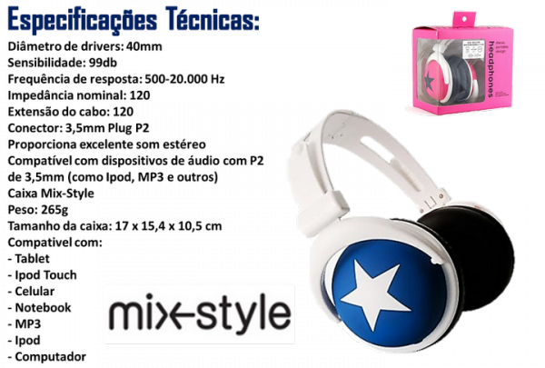 Fone Ouvido Mix Style Hearphone Plug P2